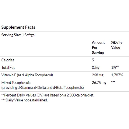 Solgar Naturally Sourced Vitamin E, 268 mg (400 IU), 250 Softgels (SOL03542): Форма выпуска Капсулы