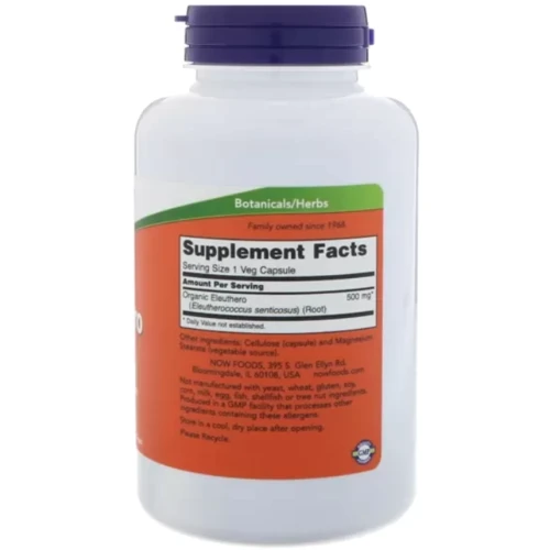 Now Foods Eleuthero Органічний елеутерокок 500 мг 250 капсул: Стать Унисекс