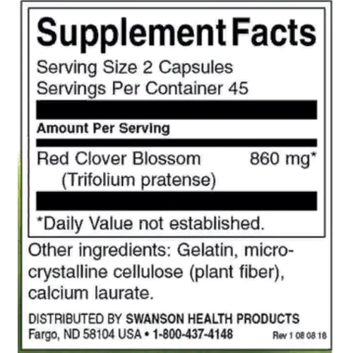 Swanson Red Clover Blossom 430 mg Червона конюшина 90 капсул: Форма випуску капсули