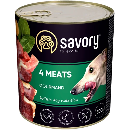 Влажный корм Savory для взрослых собак с четырьмя видами мяса 800 г (30402)