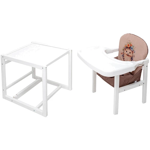 Стульчик-трансформер Babyroom Пеппи-240 белый капучино / шоколад (ежик, цветы) (681002): Тип трансформер