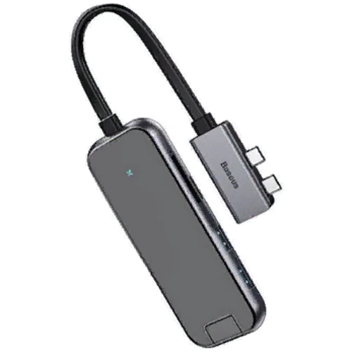 Адаптер Baseus Adapter Dual USB-C to 2хHDMI+2хUSB3.0+SD+RJ45 Space Gray (CAHUB-FZ0G) фото 4