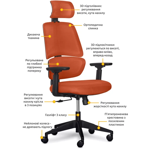 Офисное кресло Mealux Leo Air Orange (Y-543 KBY) фото 7