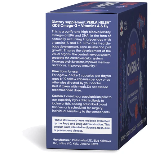 Perla Helsa Kids Omega-3 + Vitamin А And D3, 300 mg, 120 Soft Capsules: Пол Дети