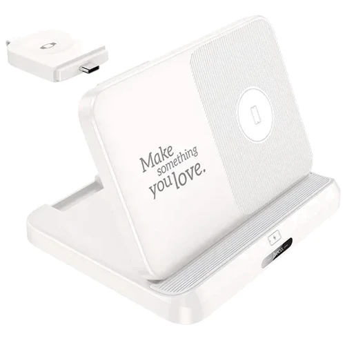 Зарядное устройство Hoco Wireless Charger CQ7 15W 3in1 Charging Foldable Desktop Stand White