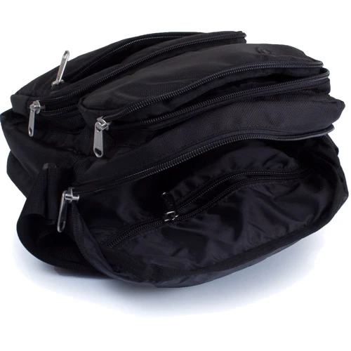 Мужская сумка через плечо Onepolar черная (W5630-black): Фактура Тканая, Матовая