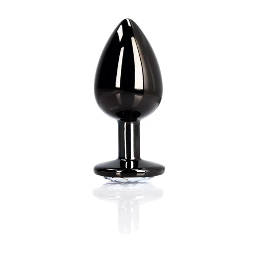 Металлическая анальная пробка Ouch! Heart Gem Gunmetal - Diamond, М