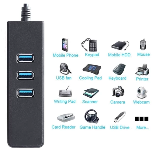 Адаптер Dynamode USB to 3xUSB 3.0 + RJ45 Black фото 4