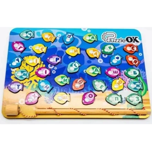 Детская деревянная игрушка PuzzleOk Рыбалка - Алфавит (АртА4-40272)