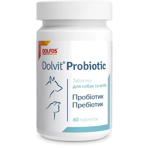 Витаминно-минеральная добавка Dolfos Dolvit Probiotic Пробиотик для собак и кошек против дисбактериоза 60 табл. (4005-60)