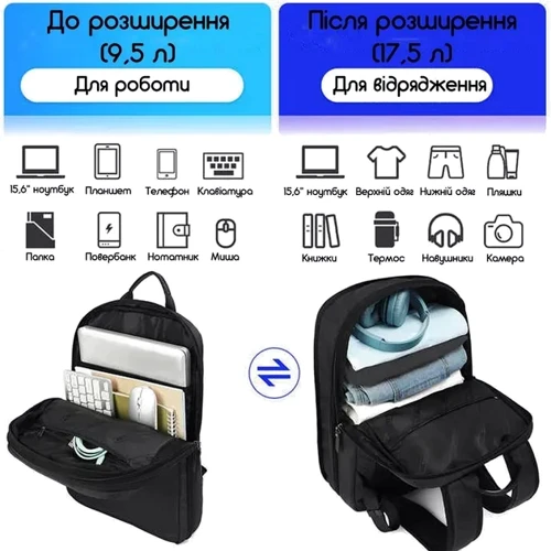 Сумка для ноутбука Tigernu 15.6" T-B9013 Black: Місткість ноутбук, блок питания, аксессуары
