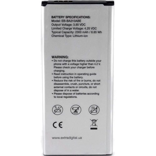 Аккумулятор ExtraDigital 2300mAh (EB-BA110ABE) for Samsung A310 Galaxy A3 2016: Производитель ExtraDigital