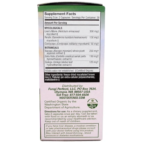 Fungi Perfecti MycoBotanicals, Brain, 60 Vegetarian Capsules (FPI-03862): Форма выпуска Капсулы