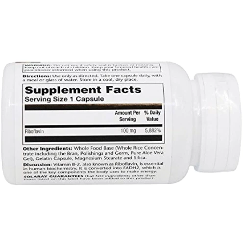 Solaray Vitamin B2, 100 mg, 100 Veg Capsules (SOR04327): Форма выпуска Капсулы