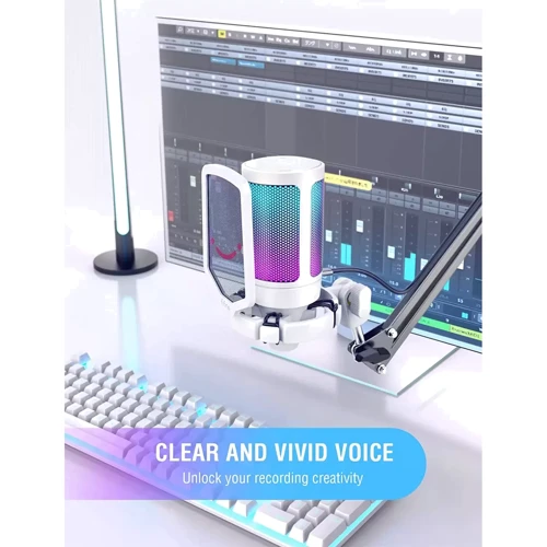 Микрофон Fifine RGB AMPLIGAME A6VW White: Крепление Настольный