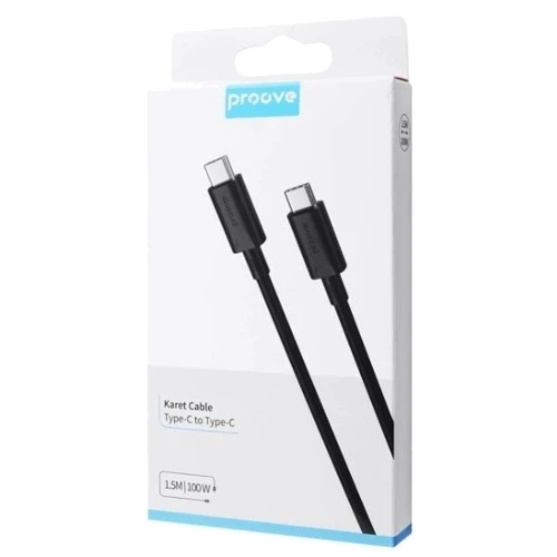 Кабель Proove Cable USB-C to USB-C Karet 100W 1.5m Black: Тип USB-С to USB-C