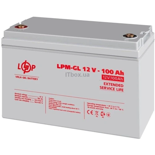 Гелевый аккумулятор LogicPower LPM-GL 12V 100 Ah: Емкость, Ач 100