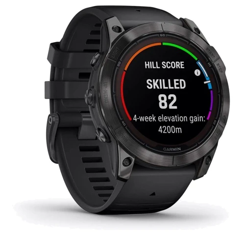 Смарт-часы Garmin Fenix 7X Pro Sapphire Solar Carbon Grey DLC Titanium with Black Band (010-02778-11): Время работы до 28 дней