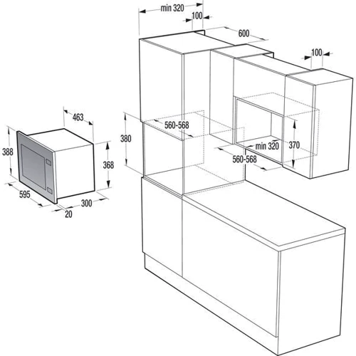 Встраиваемая микроволновая печь Gorenje BM201A4XG: Цвет черный