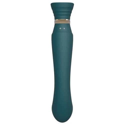 Смартвибратор 3в1 Zalo - Queen Jewel Green, пульсирующая жемчужина и вакуум, кристалл Swarovski