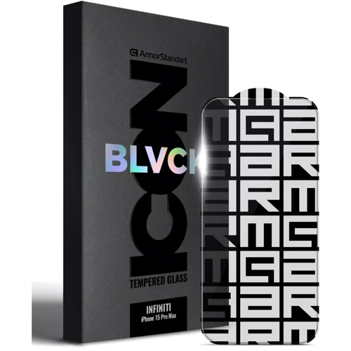 Захисне скло для iPhone ArmorStandart Infinity Black Icon 2.75D Clear for iPhone 15 Pro Max (ARM73957)
