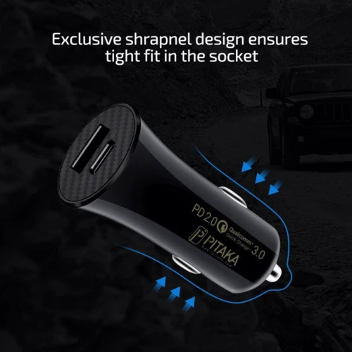 Зарядное устройство Pitaka USB Car Charger USB+USB-C 36W Black (CA2001) фото 6