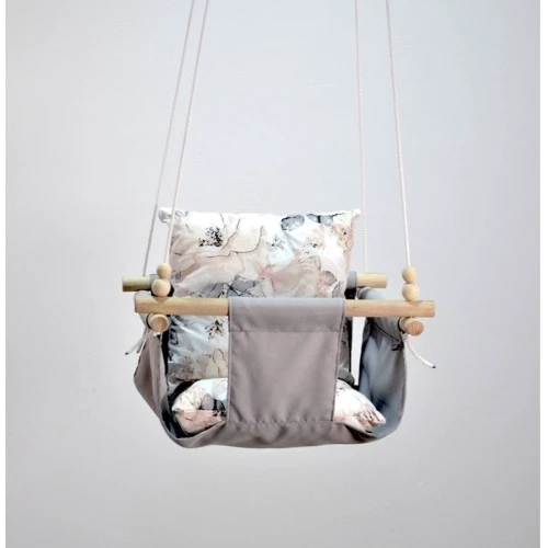 Гойдалки дитячі Infancy Пелюстки тканинна підвісна сіра