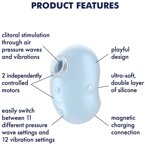 Вакуумный клиторальный стимулятор с вибрацией Satisfyer Cutie Ghost Blue