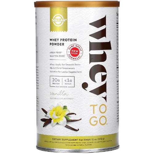 Solgar Whey Protein Powder Natural Vanilla Flavor Солгар Сывороточный протеин, ваниль 12 oz (340 г)