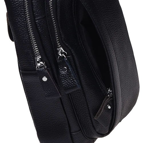 Мужская сумка-слинг Keizer черная (K16601-black): Материал Натуральная кожа