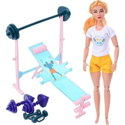 Кукла Fitness Sport шарнирная со спортивным инвентарем 29 см (JJ8715-16-1Q): Высота, см 29