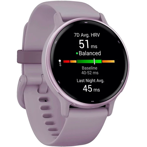 Смарт-часы Garmin Vivoactive 5 Metallic Orchid Aluminium Bezel with Orchid Case and Silicone Band (010-02862-13): Особенности Бесконтактная оплата, Компас, С большой автономностью, Водонепроницаемые, Металлический корпус