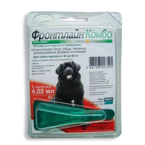 Спот-Вон Merial Frontline Combo від бліх та кліщів Монопіпетка для собак вагою 40-60 кг XL (25477)