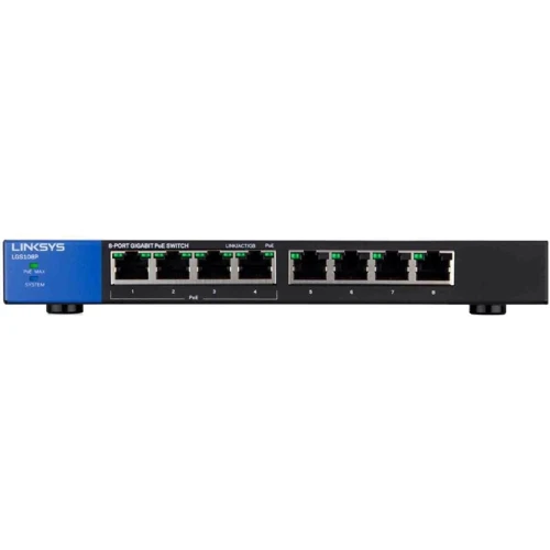 Мережевий комутатор Linksys LGS108P: Порти только Gigabit Ethernet (10/100/1000)