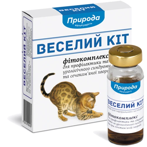 Капли Природа "Веселий кiт" для профилактики мочекаменной болезни у кошек (3фл. по 10мл) (4820150200480): Свойства Профилактика болезней почек