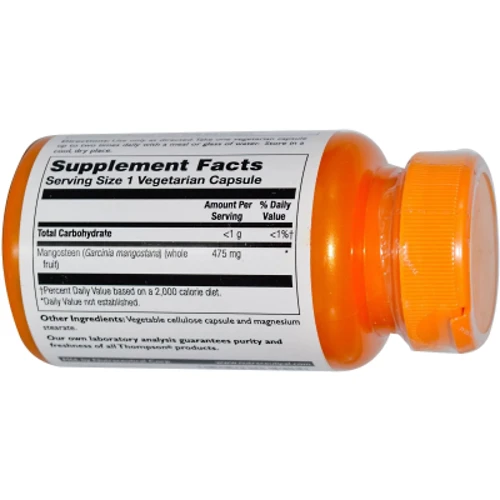 Thompson Mangosteen 475 mg 30 Veggie Caps Мангостин: Форма выпуска Капсулы