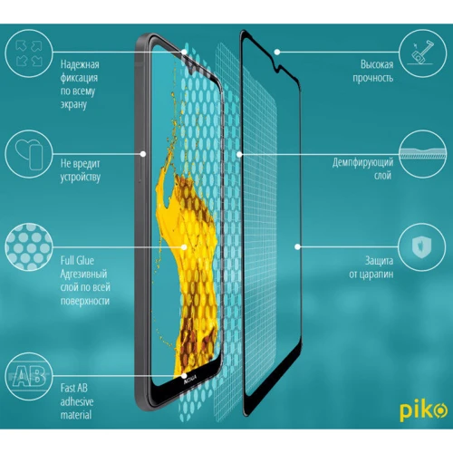 Аксесуар для смартфона Piko Tempered Glass Full Glue Black for Nokia 2.4: Матеріал Скло
