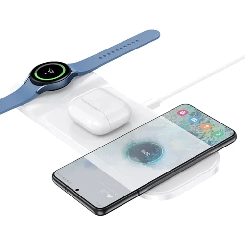 Зарядное устройство Hoco Wireless Charger CQ6 Power 3in1 White for iPhone 16 I 15 I 14 I 13 I 12 series, Apple Watch and Apple AirPods: Кабель в комплекте USB-C