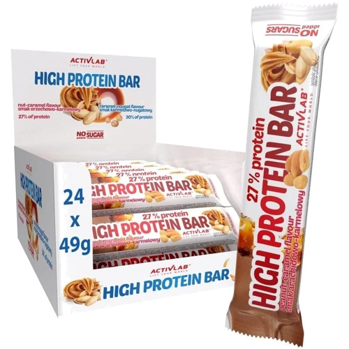 Углеводно-протеиновый батончик ActivLab Hig Whey Protein Bar 24х49 g Peanut Caramel: Вес 1176 г (24x49 г)