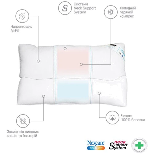 Подушка Sonex Medisoft Spa 50х70 см біла + гелевий компрес Nexcare (SO102056): Тип Ортопедическая подушка