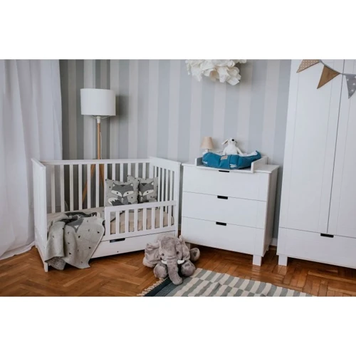 Детская кроватка Klups IWO 120х60 см с ящиком и перегородкой белая