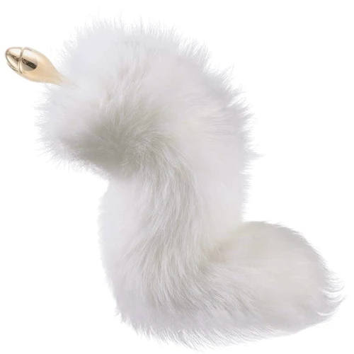 Анальная пробка LOCKINK Sevanda White Fox-Tail Anal Rose-shape Plug