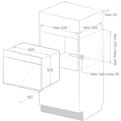 Духовой шкаф электрический Samsung NV7B6685AAN/WT: Размеры 57.9x56x55 см