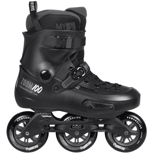 Роликовые коньки Ролики Powerslide Zoom Pro 100 black, 41,0-42,0 (902410): Расположение колес in-line