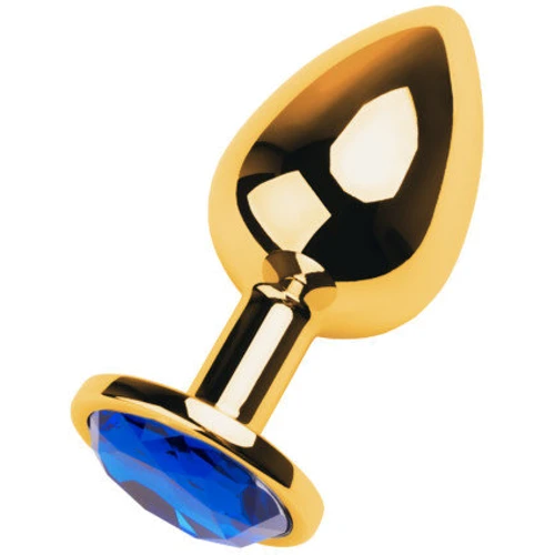 Анальная пробка с кристаллом Toyfa Metal Gold anal plug blue gem