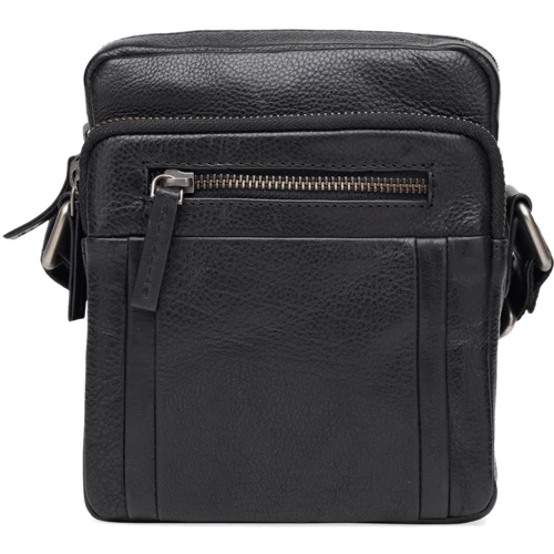 Мужская сумка через плечо Ricco Grande черная (1FSL-931-black): Фактура Матовая, Зернистая