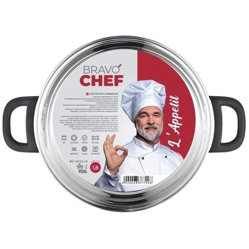 Кастрюля Bravo Chef L'Appetit 18 см 1.8 л (BC-2003-18): Форма Круглая