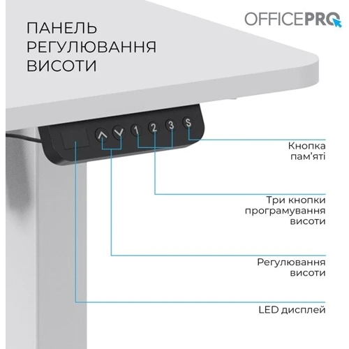 Стол с электрорегулировкой высоты Officepro White (ODE1670W): Тип Геймерский
