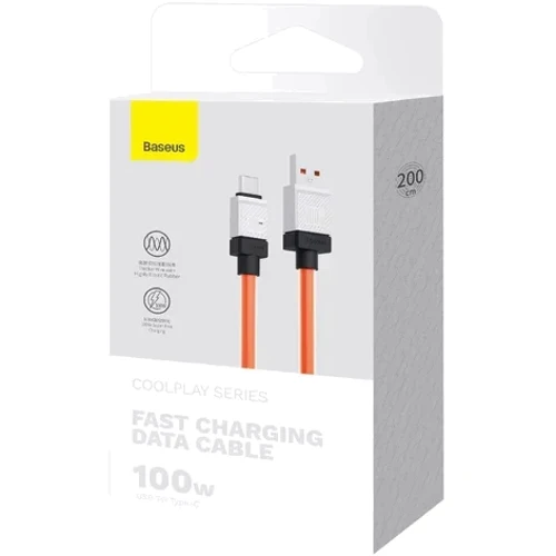 Кабель Baseus USB Cable to USB-C CoolPlay Series Fast Charging 100W 2m Orange (CAKW000707) фото 11