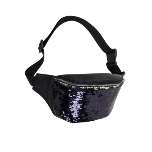 Женская поясная сумка Sambag Tirso MSHc черная с пайетками (80111001c)